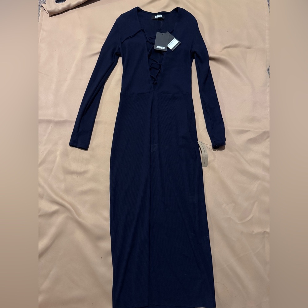 Reformation Deep Blue Long Sleeve Dress